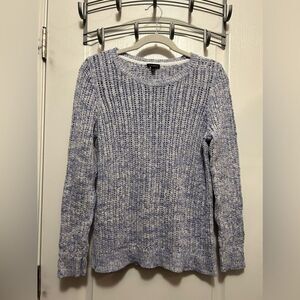Talbots open knit‎ chunky knit sweater women’s medium blue ivory